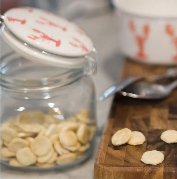 Sara Fitz Ceramic Swing Top Glass Canister with Lobster Design - Picture 6 of 6